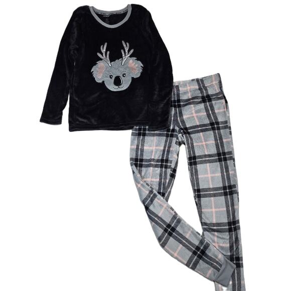 Joe Boxer 2-Pc Fleece Black Pajama/Sleepwear Top & Pants Koala Large Unisex - Picture 1 of 8